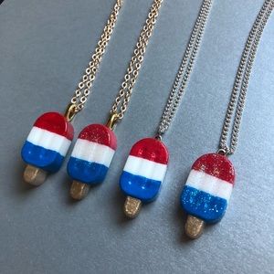 Patriotic Rocket Pop Popsicle Resin Necklace ❤️